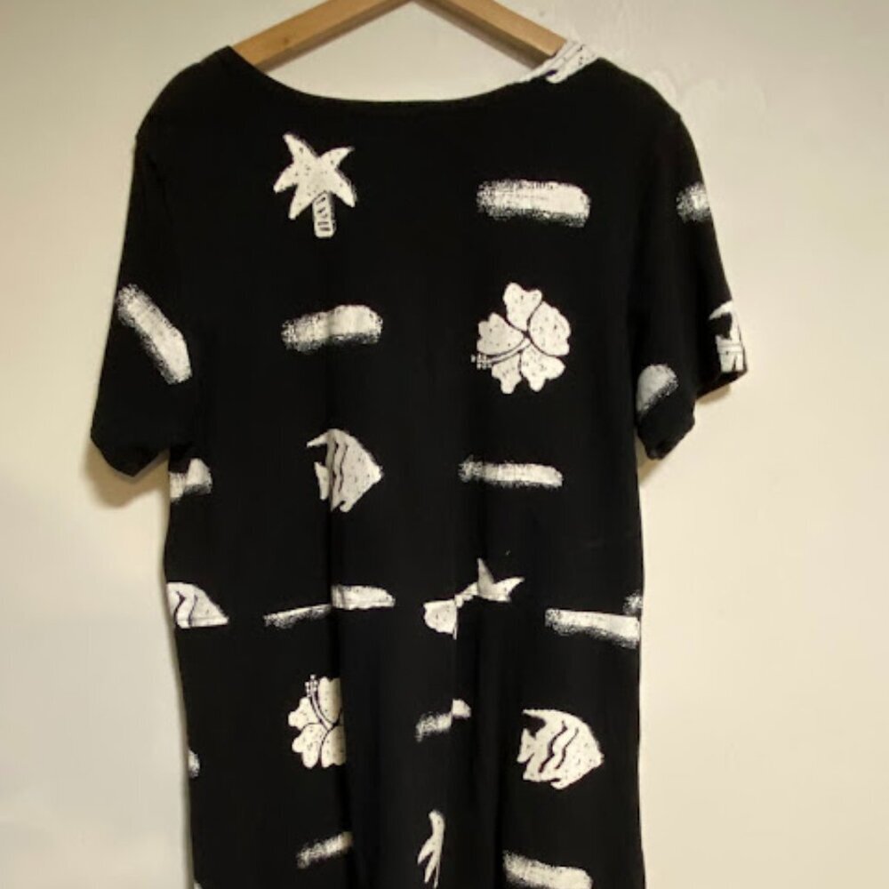 Red Ginger Vintage Tropical Print Cotton Pocket Dress - Size Large - Picture 11 of 12